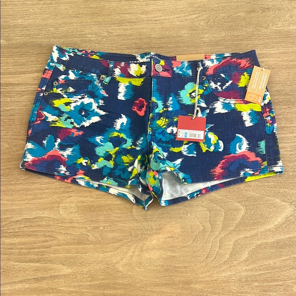 Mossimo Supply Co. Blue and Green Jean Shorts Vibrant Summer Style